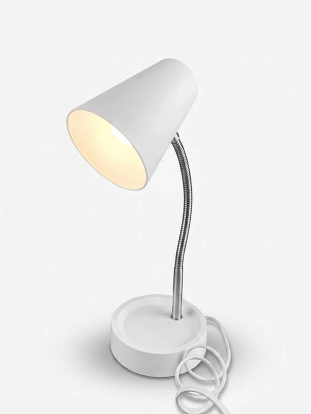 Room Essentials White LED Task Desk Lamp Flexible Gooseneck Organizer Outlet